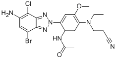 CAS 登录号：215245-16-2， N-[2-(5-氨基-7-溴-4-氯-2H-苯并三唑-2-基)-5-[(2-氰基乙基)乙基氨基]-4-甲氧基苯基]-乙酰胺