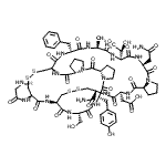 CAS 登录号：216299-21-7， [(1R,6R,9S,12S,18S,21S,24S,30R,33S,39S,45S,48S,53R)-18-(2-氨基-2-氧代乙基)-27-苄基-6-氨基甲酰-53-(甘氨酰亚氨基)-45-(4-羟基苄基)-21-[(1R)-1-羟基乙基]-48-(羟基甲基)-24-甲基-8,11,17,20,23,26,29,32,38,44,47,50,52-十三氧代-3,4,55,56-四硫杂-7,10,16,19,22,25,28,31,37,43,46,49,51-十三氮杂五环[28.20.7.0<sup>12,16</sup>.0<sup>33,37</sup>.0<sup>39,43</sup>]庚戊c酮t-9-基]乙酸