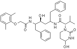 CAS 登录号：221553-72-6， (2S)-N-[(4S)-5-{[(2,6-二甲基苯氧基)乙酰基]氨基}-4-羟基-1,6-二苯基-2-己烷基]-2-(4-羟基-2-氧代四氢-1(2H)-嘧啶基)-3-甲基丁酰胺
