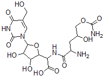 CAS 登录号：22976-88-1， 5-[[2-氨基-5-O-(氨基羰基)-2,3-二脱氧-L-赤式-戊酮基]氨基]-1,5-二脱氧-1-[3,4-二氢-5-(羟基甲基)-2,4-二氧代嘧啶-1(2H)-基]-beta-D-呋喃阿洛糖醛酸