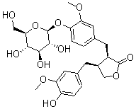 CAS 登录号：23202-85-9， (3R,4S)-3-[[4-(beta-D-吡喃葡萄糖基氧基)-3-甲氧基苯基]甲基]-4,5-二氢-4-[(4-羟基-3-甲氧基苯基)甲基]呋喃-2(3H)-酮