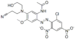 CAS 登录号：23807-28-5， N-[2-[(2-氯-4,6-二硝基苯基)偶氮]-5-[(2-氰基乙基)(2-羟基乙基)氨基]-4-甲氧基苯基]-乙酰胺
