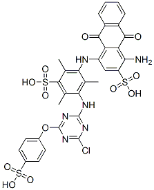 CAS#: 25965-91-7, 1-Amino-4-[[3-[[4-Chloro-6-(4-Sulphophenoxy)-1,3,5-Triazin-2-Yl]Amino]-2,4,6-Trimethyl-5-Sulphophenyl]Amino]-9,10-Dihydro-9,10-Dioxoanthracene-2-Sulphonic Acid