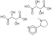 CAS 登录号：2624-48-8， (2R,3R)-2,3-二羟基琥珀酸 3-(1-甲基-2-吡咯烷基)吡啶(2:1)