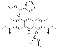 CAS 登录号：26694-69-9， 9-[2-(乙氧羰基)苯基]-3,6-二(乙基氨基)-2,7-二甲基呫吨鎓硫酸乙酯盐