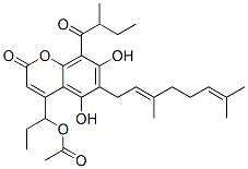 CAS 登录号：28319-38-2， 6-(3,7-二甲基-2,6-辛二烯基)-5,7-二羟基-4-(1-羟基丙基)-8-(2-甲基丁酰)香豆素 4-乙酸酯