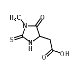 CAS 登录号：28868-14-6， (1-甲基-5-氧代-2-硫代-4-咪唑烷基)乙酸