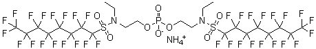 CAS 登录号：30381-98-7， 二[2-[N-乙基(十七氟辛烷)磺酰基氨基]乙基]磷酸酯铵盐