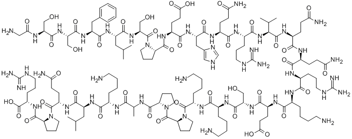 CAS 登录号：313951-59-6， 甘氨酰-丝氨酰-丝氨酰-苯丙氨酰-亮氨酰-丝氨酰-脯氨酰-谷氨酰-组氨酰-谷氨酰胺酰-精氨酰-缬氨酰-谷氨酰胺酰-谷氨酰胺酰-精氨酰-赖氨酰-谷氨酰-丝氨酰-赖氨酰-赖氨酰-脯氨酰-脯氨酰-丙氨酰-赖氨酰-亮氨酰-谷氨酰胺酰-脯氨酰-精氨酸