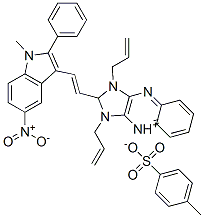 CAS#: 31521-55-8, 1,3-Diallyl-2-(2-(1-methyl-5-nitro-2-phenylindol-3-yl)vinyl)-1H-imidazo(4,5-b)quinoxalinium toluene-p-sulphonate