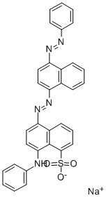 CAS 登录号:31820-78-7, 8-(苯基氨基)-5-(4-苯基偶氮萘-1-基)偶氮萘-1-磺酸钠
