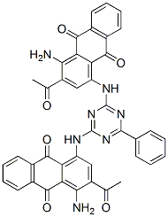 CAS 登录号：32220-82-9， 1,1'-[(6-苯基-1,3,5-三嗪-2,4-二基)二亚胺]二[3-乙酰基-4-氨基蒽醌]