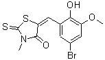 CAS 登录号：326019-49-2， (5E)-5-(5-溴-2-羟基-3-甲氧基苄亚基)-3-甲基-2-硫代-1,3-噻唑烷-4-酮