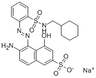 CAS 登录号：32846-21-2， 6-氨基-5-[2-[2-[(环己基甲基氨基)磺酰基]苯基]偶氮]-4-羟基-2-萘磺酸钠盐(1:1)