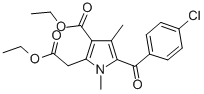 CAS 登录号:33369-27-6, 5-(4-氯苯甲酰基)-2-(2-乙氧基-2-氧代乙基)-1,4-二甲基吡咯-3-羧酸乙酯