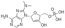 CAS 登录号：33376-91-9， [(2R,5R)-5-(6-氨基-8-二甲基氨基嘌呤-9-基)-3-羟基-2,5-二氢呋喃-2-基]磷酸二氢甲酯