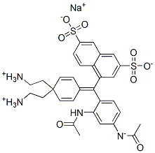 CAS 登录号：3369-56-0， 4-[(4-二乙基氨基苯基)-(4-二乙基铵亚基-1-环己-2,5-二烯亚基)甲基]萘-2,7-二磺酸钠