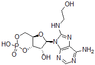 CAS 登录号：33823-17-5， (1S,6R,8R,9R)-8-[6-氨基-8-(2-羟基乙基氨基)嘌呤-9-基]-3-羟基-3-氧代-2,4,7-三氧杂-3-磷杂双环[4.3.0]壬烷-9-醇