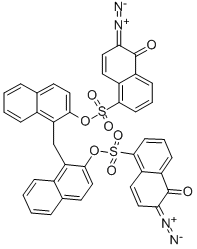 CAS 登录号：33910-44-0， 2-偶氮基-5-[2-[[1-(6-偶氮基-5-氧代萘-1-基)磺酰基氧基萘-2-基]甲基]萘-1-基]氧基磺酰基萘-1-醇