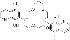 CAS 登录号：343372-32-7， 7,7'-(5-羟基-1,7,13-三硫杂-4,10-二氮杂环十六烷-4,10-二基)二(5-氯-8-喹啉醇)