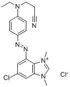 CAS 登录号：34432-89-8， 3-[[4-(6-氯-1,3-二甲基苯并咪唑-3-鎓-4-基)偶氮苯基]-乙基氨基]丙腈氯化物