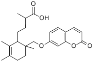 CAS 登录号：3566-55-0， (1S,2S,3S)-2,3-二甲基-6-(1-甲基乙亚基)-2-[[(2-氧代-2H-1-苯并吡喃-7-基)氧基]甲基]-环己烷丙酸