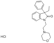 CAS 登录号：37126-54-8， 3-乙基-1-(2-吗啉-4-基乙基)-3-苯基吲哚-2-酮盐酸盐
