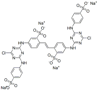CAS#: 37138-26-4, Tetrasodium 5-[[4-Chloro-6-[(4-Sulfonatophenyl)Amino]-1,3,5-Triazin-2-Yl]Amino]-2-[(E)-2-[4-[[4-Chloro-6-[(4-Sulfonatophenyl)Amino]-1,3,5-Triazin-2-Yl]Amino]-2-Sulfonatophenyl]Ethenyl]Benzenesulfonate