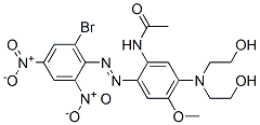 CAS 登录号：37395-76-9， N-[5-[二(2-羟基乙基)氨基]-2-[(2-溴-4,6-二硝基苯基)偶氮]-4-甲氧基苯基]-乙酰胺