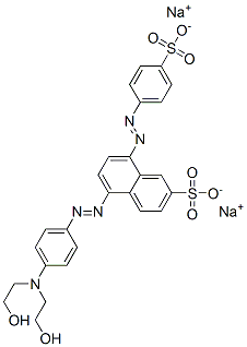 CAS 登录号：38124-99-1， 5-[2-[4-[二(2-羟基乙基)氨基]苯基]偶氮]-8-[2-(4-磺基苯基)偶氮]-2-萘磺酸钠盐