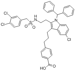CAS 登录号：381683-94-9， 4-[3-[5-氯-2-[2-[(3,4-二氯苄基)磺酰基氨基]乙基]-1-[二(苯基)甲基]吲哚-3-基]丙基]苯甲酸