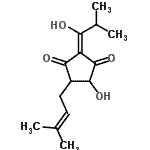CAS 登录号:38602-14-1, (2E)-4-羟基-2-(1-羟基-2-甲基丙亚基)-5-(3-甲基-2-丁烯-1-基)-1,3-环戊烷二酮