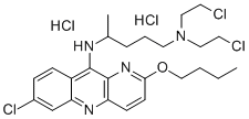 CAS 登录号：38915-45-6， N'-(2-丁氧基-7-氯吡啶并[3,2-b]喹啉-10-基)-N,N-二(2-氯乙基)戊烷-1,4-二胺二盐酸盐