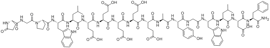 CAS 登录号：39024-57-2， 焦谷氨酰-甘氨酰-脯氨酰-色氨酰-亮氨酰-谷氨酰-谷氨酰-谷氨酰-谷氨酰-谷氨酰-丙氨酰-酪氨酰-甘氨酰-色氨酰-亮氨酰-天冬氨酰-苯丙氨酰胺
