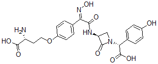 CAS#: 39391-39-4, (2R)-2-Amino-4-[4-[N-Hydroxy-C-[[(3S)-1-[(1R)-2-Hydroxy-1-(4-Hydroxyphenyl)-2-Oxoethyl]-2-Oxoazetidin-3-Yl]Carbamoyl]Carbonimidoyl]Phenoxy]Butanoic Acid