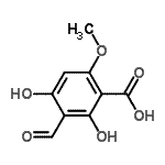 CAS 登录号：412035-75-7， 3-甲酰基-2,4-二羟基-6-甲氧基苯甲酸