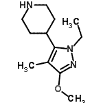 CAS 登录号：419571-72-5， 4-(1-乙基-3-甲氧基-4-甲基-1H-吡唑-5-基)哌啶
