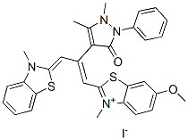 CAS#: 42034-61-7, 2-[2-(2,3-Dihydro-1,5-Dimethyl-3-Oxo-2-Phenyl-1H-Pyrazol-4-Yl)-3-(3-Methyl-3H-Benzothiazol-2-Ylidene)Prop-1-Enyl]-6-Methoxy-3-Methylbenzothiazolium Iodide