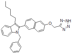 CAS#: 481631-45-2, 1-Benzyl-3-pentyl-2-(6-(1H-tetrazol-5-ylmethoxy)naphthalen-2-yl)-1H-indole