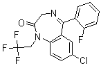 CAS 登录号：49606-44-2， 7-氯-5-(2-氟苯基)-1,3-二氢-1-(2,2,2-三氟乙基)-2H-1,4-苯并二氮杂卓-2-酮