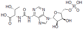 CAS 登录号：49709-17-3， N-(嘌呤-6-基氨基甲酰)-L-苏氨酸核糖核苷 5'-磷酸酯