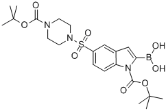 CAS 登录号：503045-77-0， 2-硼酸基-5-[[4-[(1,1-二甲基乙氧基)羰基]-1-哌嗪基]磺酰基]-1H-吲哚-1-羧酸叔丁酯