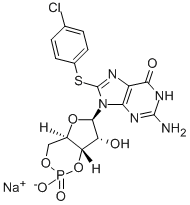 CAS 登录号：51239-26-0， 8-(4-氯苯基硫代)鸟苷 3',5'-环单磷酸酯钠盐
