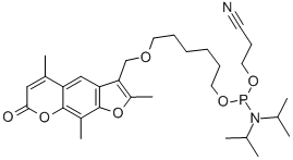 CAS 登录号：518046-08-7， N,N-二(1-甲基乙基)-亚膦酰胺基酸 2-氰基乙基-6-[(2,5,9-三甲基-7-氧代-7H-呋喃并[3,2-g][1]苯并吡喃-3-基)甲氧基]己基酯