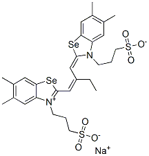 CAS 登录号：52513-84-5， 2-[2-[[5,6-二甲基-3-(3-磺酸基丙基)-3H-苯并硒唑-2-亚基]甲基]丁-1-烯基]-5,6-二甲基-3-(3-磺酸基丙基)苯并硒唑鎓钠盐