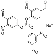 CAS 登录号：52970-22-6， (OC-6-22)-三(4-羟基-3-亚硝基苯甲醛-N3,O4)-高铁酸钠