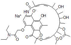 CAS 登录号：53109-90-3， 4-O-[2-(二乙基氨基)-2-氧代乙基]-利福霉素钠盐
