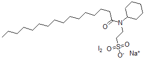 CAS 登录号：53404-81-2， N-环己基-N-棕榈酰氨基乙磺酸钠盐-碘络合物
