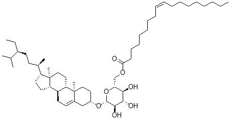 CAS 登录号：53657-29-7， (3b)-豆甾-5-烯-3-基 beta-D-吡喃葡萄糖苷 6-(9Z)-9-十八碳烯酸酯