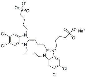 CAS#: 53841-40-0, Sodium Hydrogen 5,6-Dichloro-2-[3-[5,6-Dichloro-1-Ethyl-1,3-Dihydro-3-(4-Sulphonatobutyl)-2H-Benzimidazol-2-Ylidene]-1-Propenyl]-1-Ethyl-3-(4-Sulphonatobutyl)-1H-Benzimidazolium